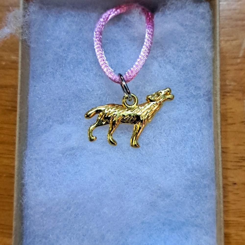 Gold Howling Wolf Necklace